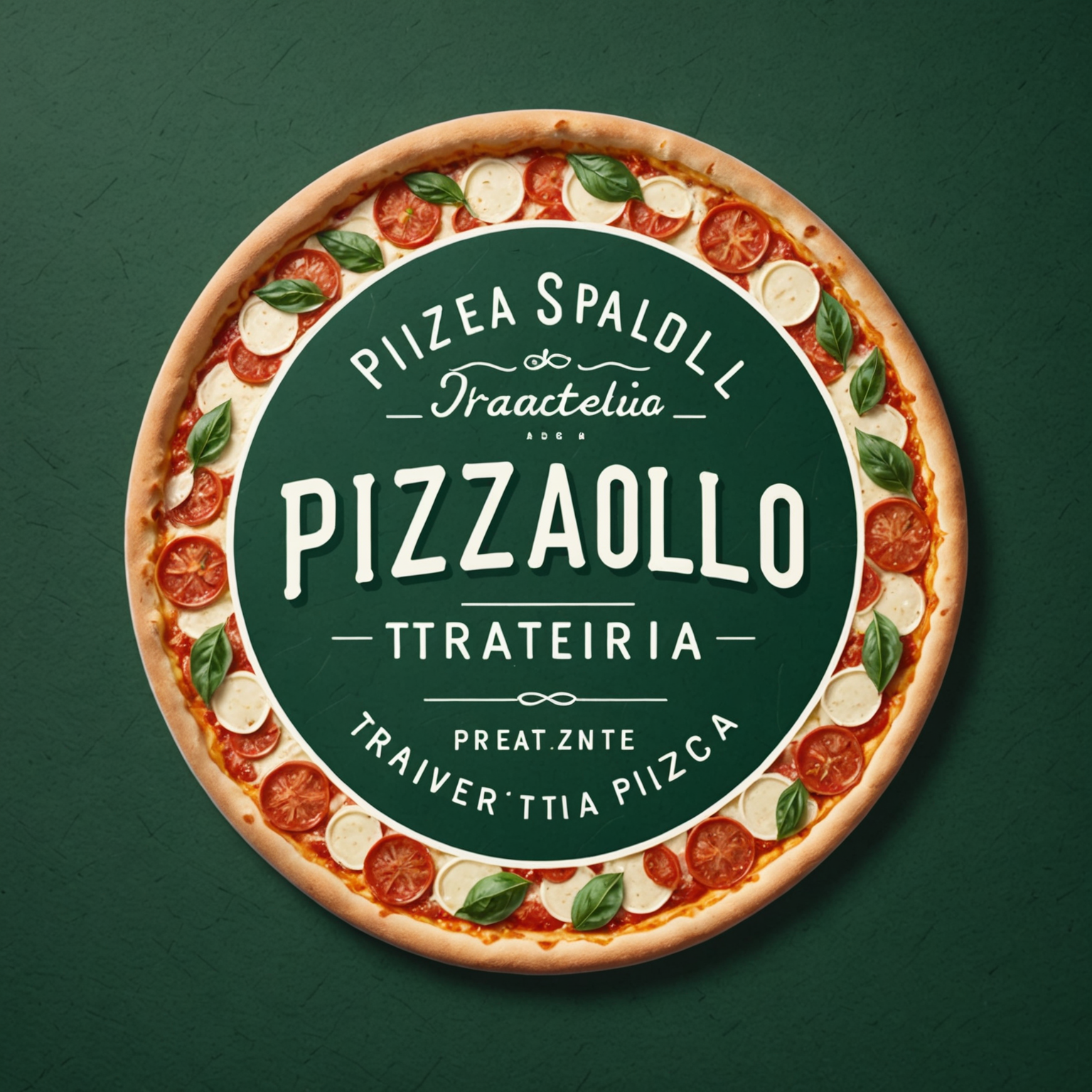 Pizzaiolo Trattoria & Pizzeria logo featuring handwritten style text with deep forest green background and warm cream lettering, representing authentic Canadian pizza delivery service