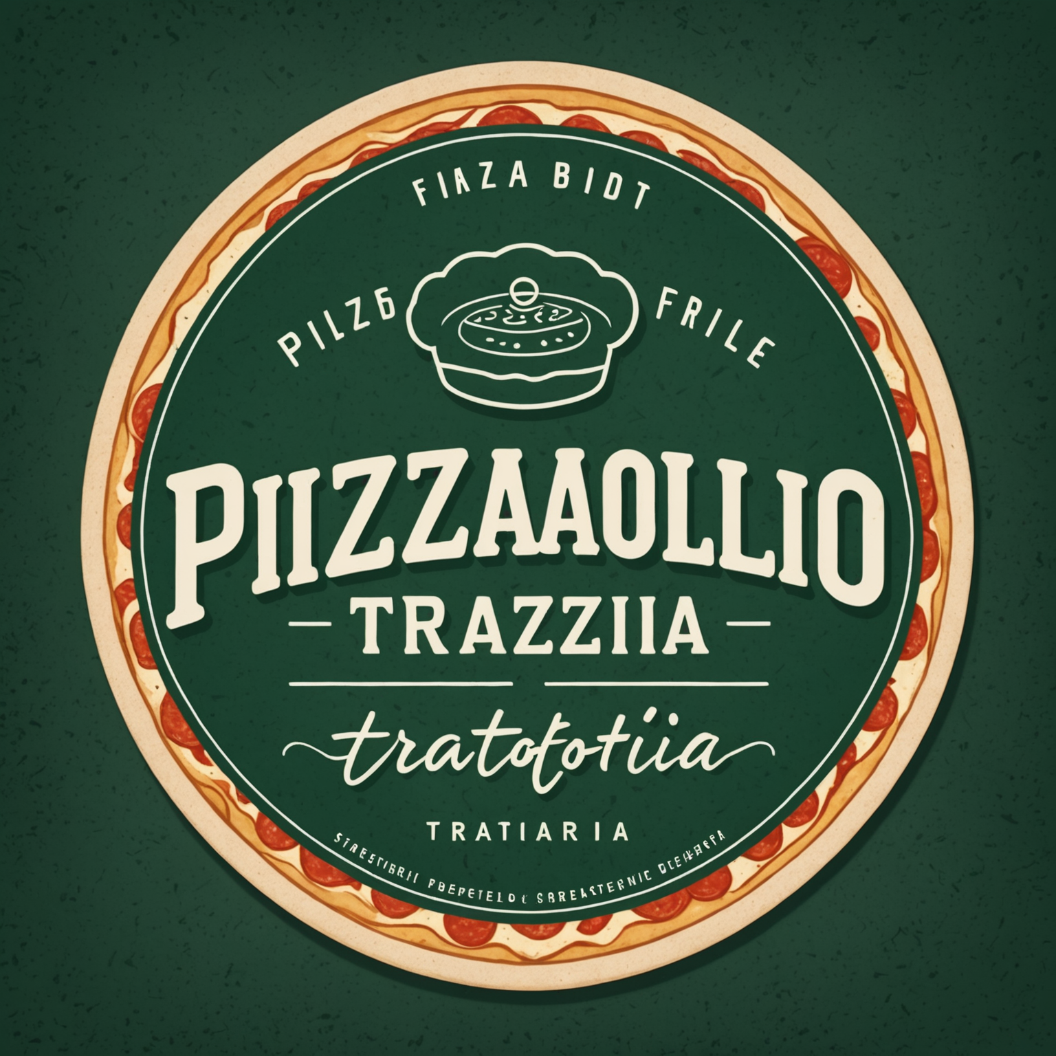 Pizzaiolo Trattoria & Pizzeria logo featuring handwritten style text with deep forest green background and warm cream lettering, representing authentic Canadian pizza delivery service