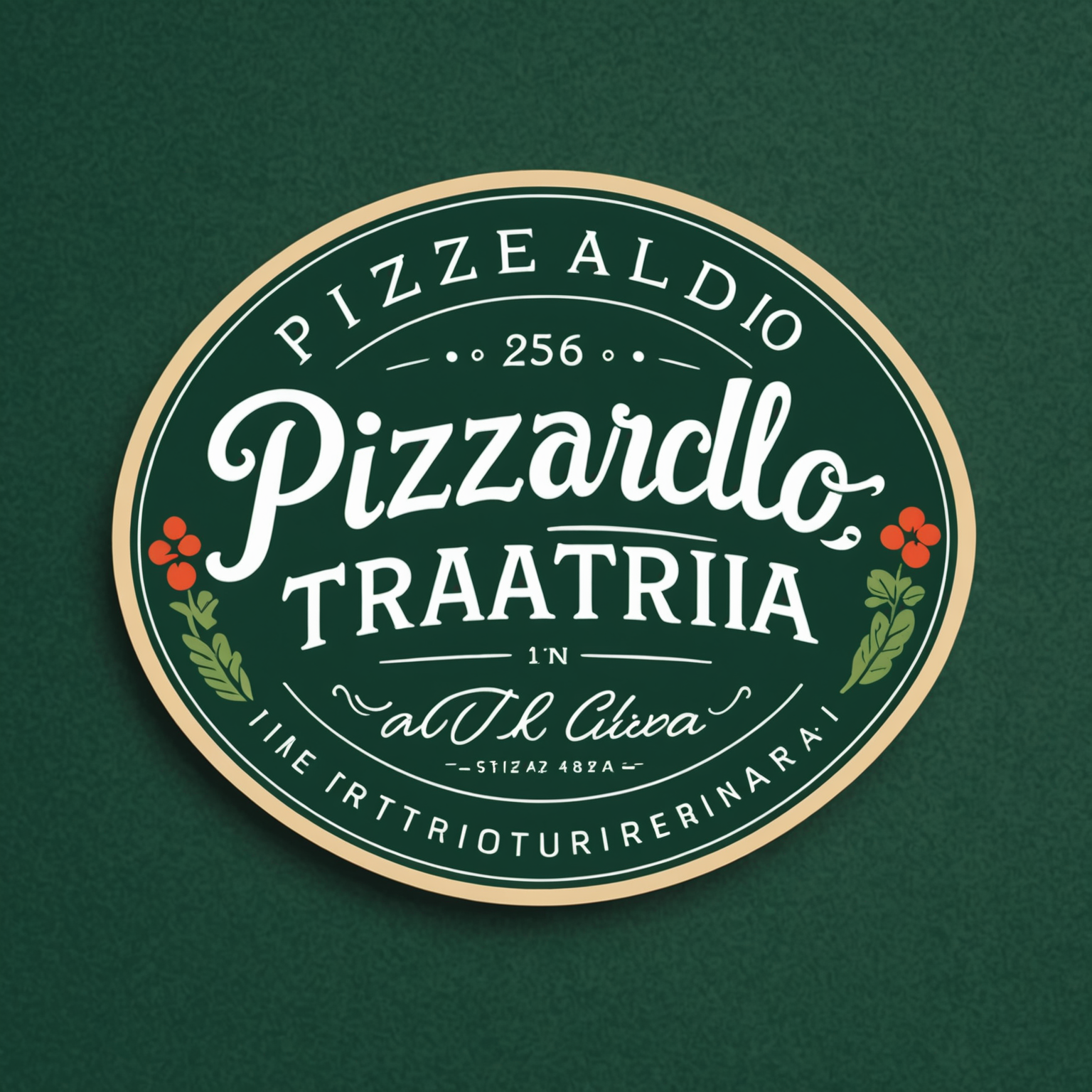 Pizzaiolo Trattoria & Pizzeria logo featuring handwritten style text with deep forest green background and warm cream lettering, representing authentic Canadian pizza delivery service