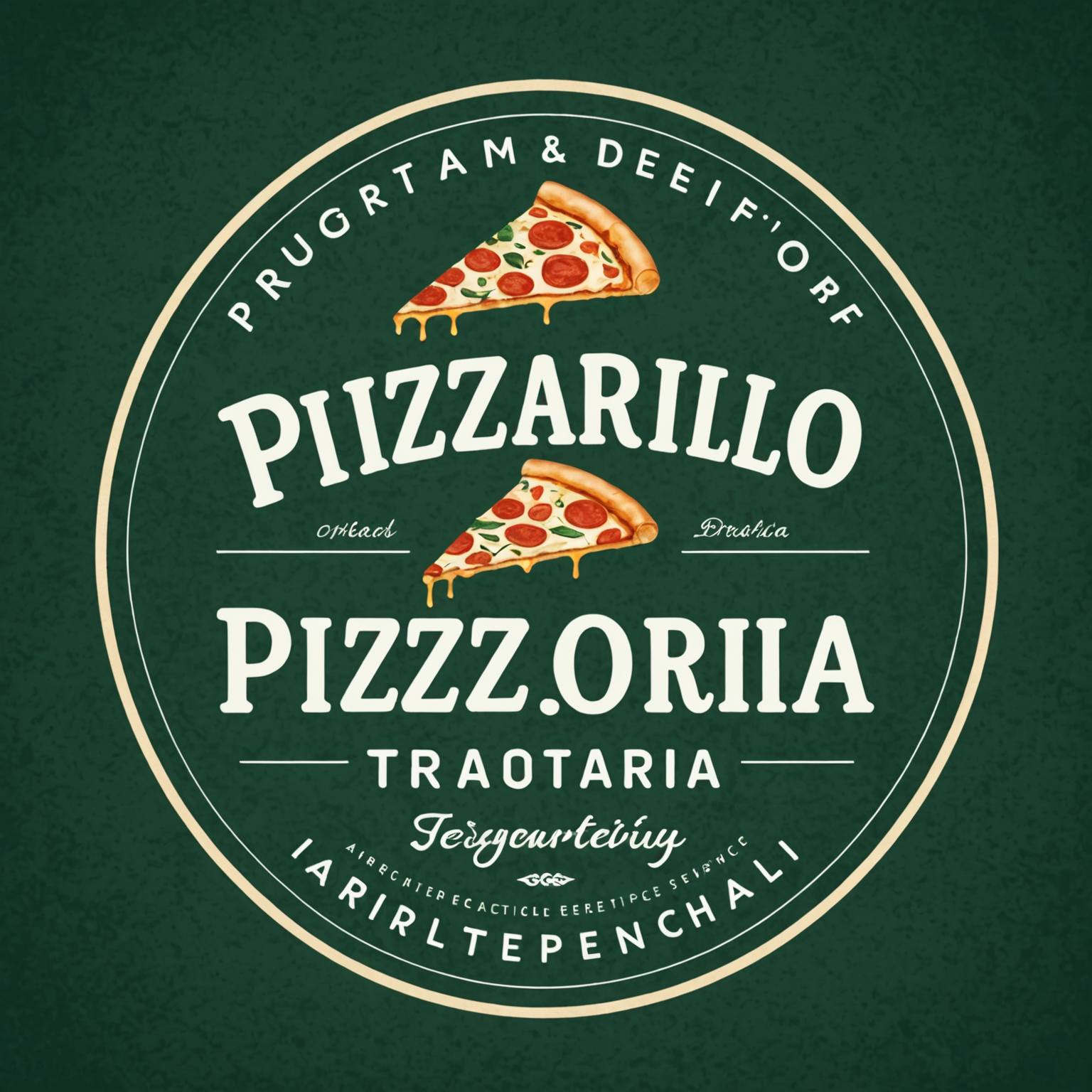 Pizzaiolo Trattoria & Pizzeria logo featuring handwritten style text with deep forest green background and warm cream lettering, representing authentic Canadian pizza delivery service