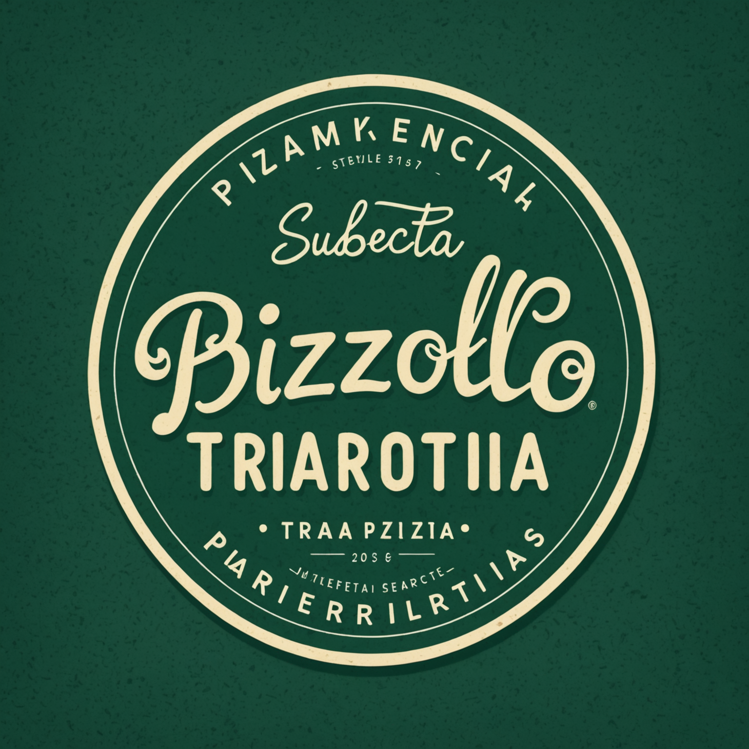 Pizzaiolo Trattoria & Pizzeria logo featuring handwritten style text with deep forest green background and warm cream lettering, representing authentic Canadian pizza delivery service