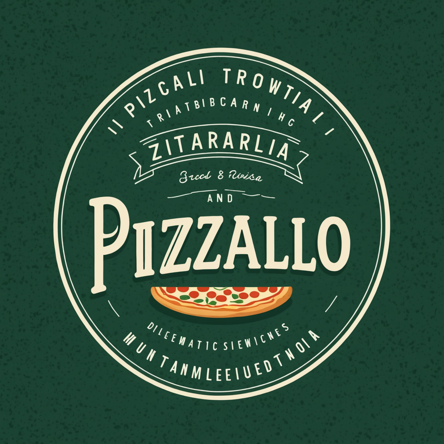 Pizzaiolo Trattoria & Pizzeria logo featuring handwritten style text with deep forest green background and warm cream lettering, representing authentic Canadian pizza delivery service
