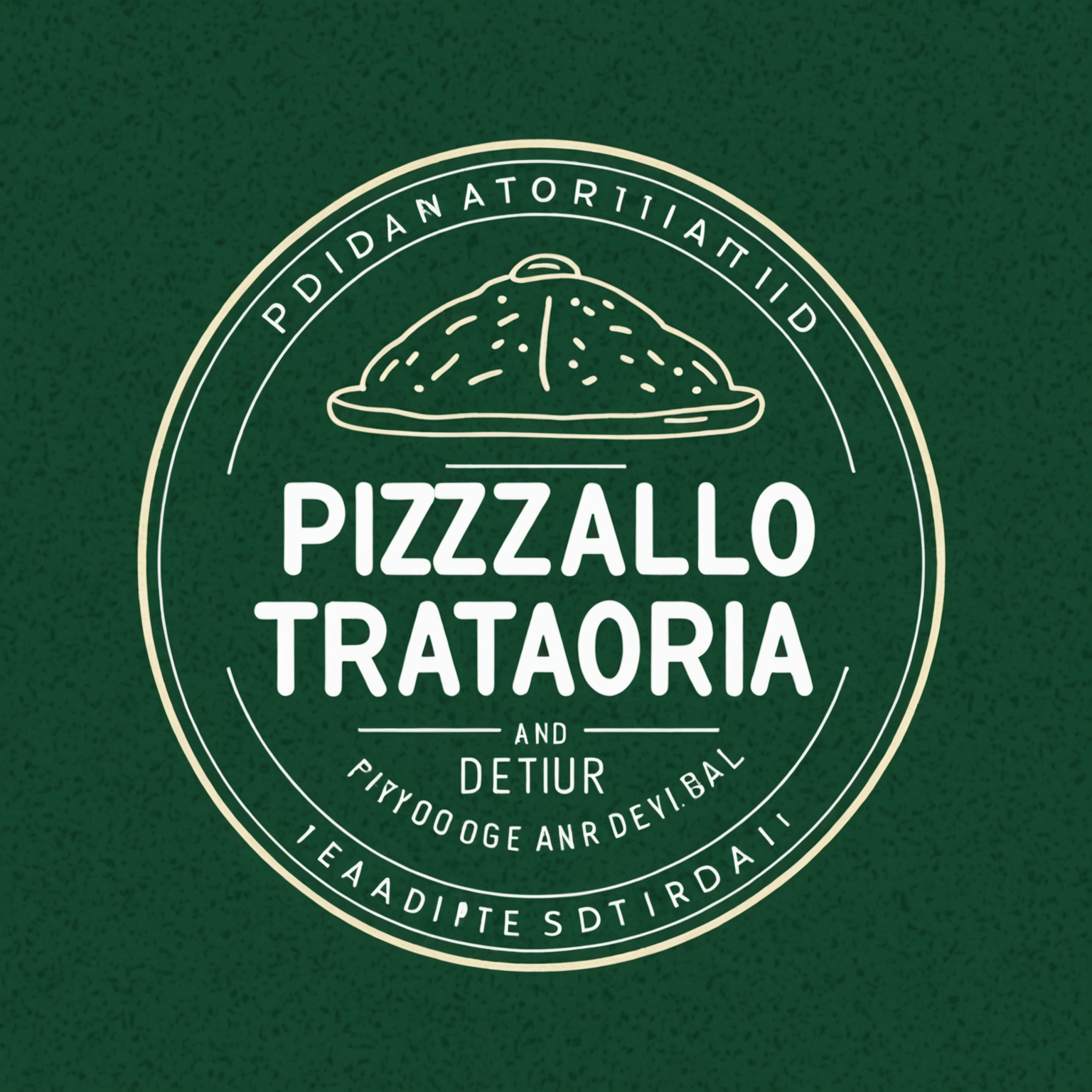 Pizzaiolo Trattoria & Pizzeria logo featuring handwritten style text with deep forest green background and warm cream lettering, representing authentic Canadian pizza delivery service