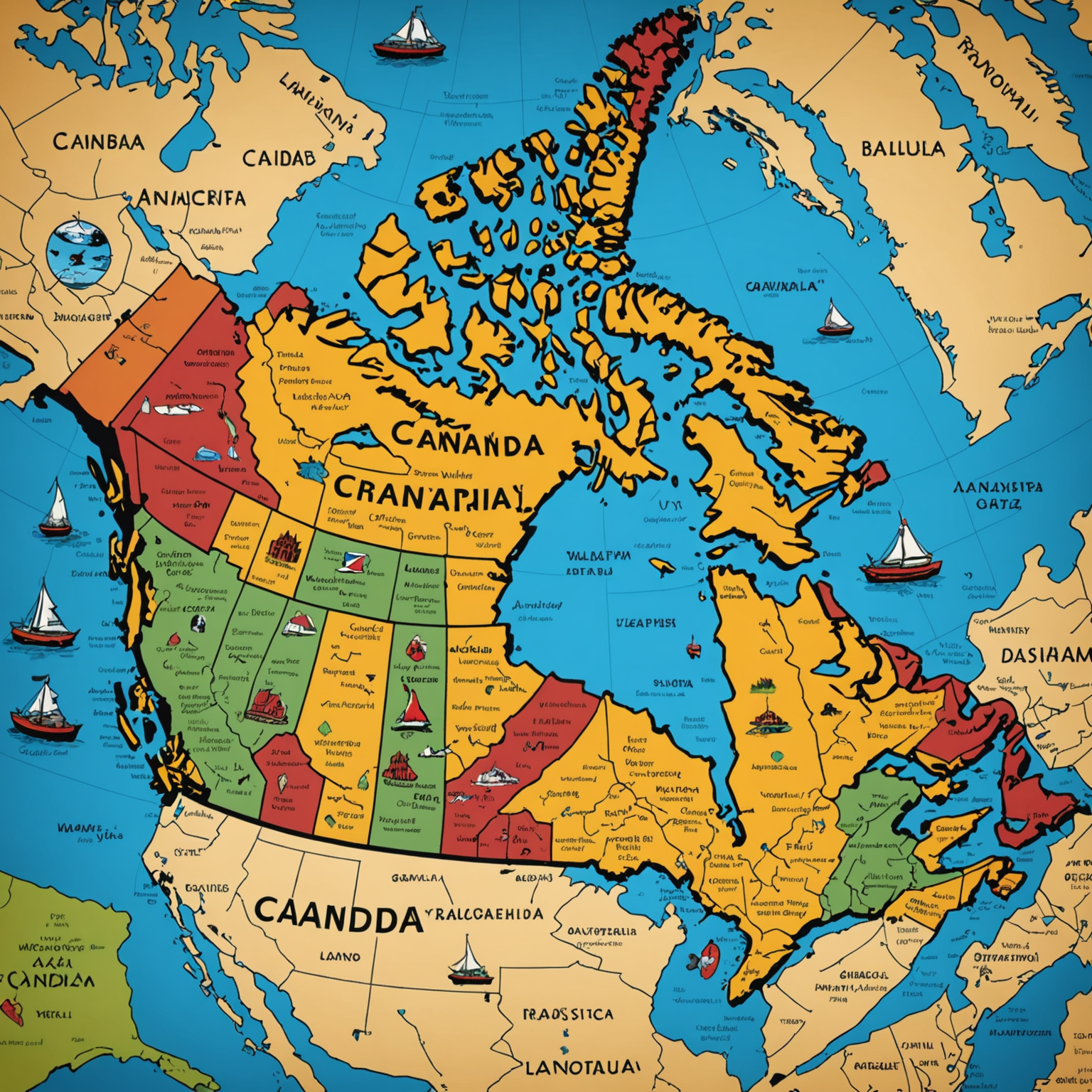 Detailed map of Canada displaying pizzaiolo pizza delivery coverage zones with pins marking locations in Vancouver, Calgary, Edmonton, Winnipeg, Toronto, Ottawa, Montreal, Quebec City, Halifax and other major cities across all provinces